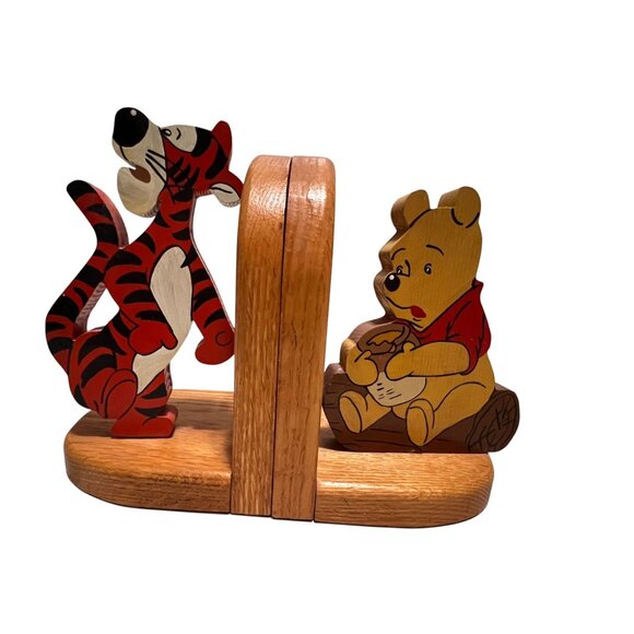 Other - Winnie The Pooh & Tigger Wooden Bookends Childrens Kids Room Decor